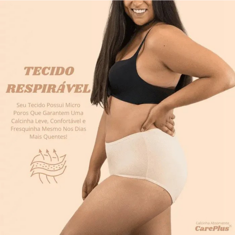 Calcinha Absorvente Protetora CarePlus® + Coletor Menstrual de Brinde [Leve 5 Pague 4]