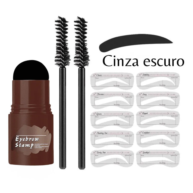 Kit Carimbo, Moldes e Escovinhas para Sobrancelha Eyebrow Shape