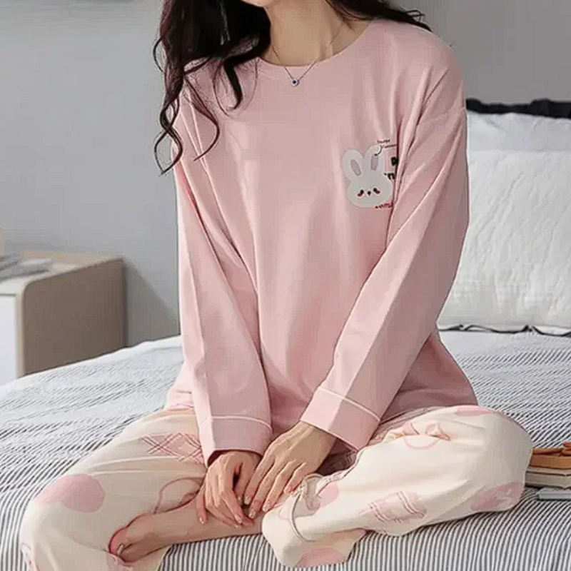 Pijama Feminino Peaceful Evenings - Conjunto Com Calça e Camisa Longa em Algodão | Macio, Leve e Super Confortável