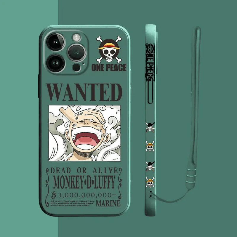 Capinha Iphone One Piece Luffy Procurado - Case de Alta Proteção e Com Cordão de Brinde