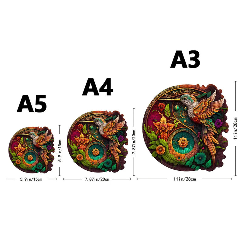 Quebra-Cabeça de Madeira Inova WOOD PUZZLE - Beija-flor Livre | Diversão com Diversos Benefícios para Crianças e Idosos