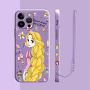 Capinha Iphone Princesas Ariel e Rapunzel - Case de Alta Proteção e Com Cordão de Brinde