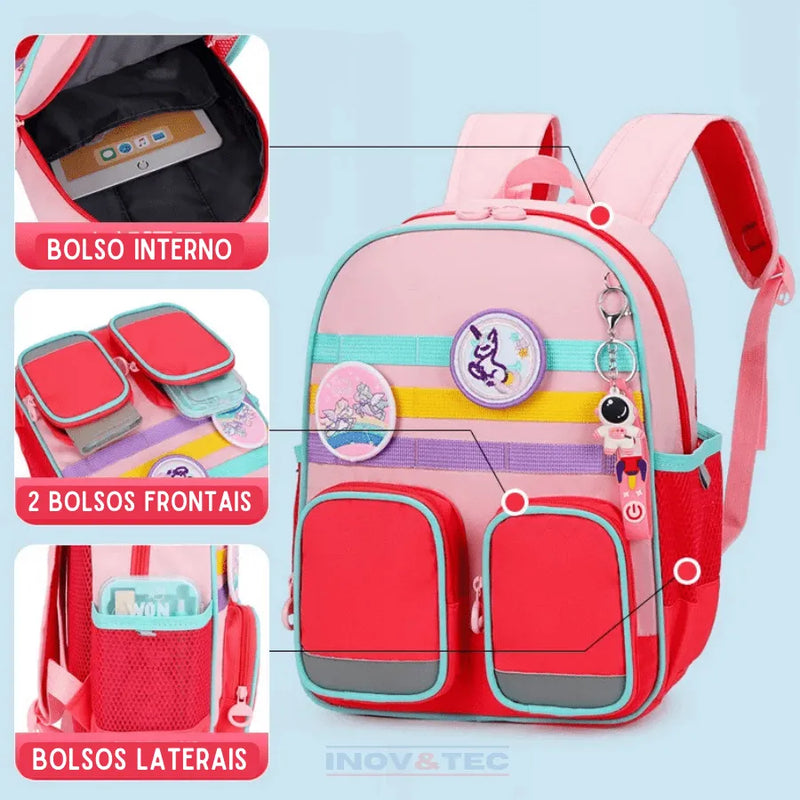 Mochila Infantil Com Bolso Frontal Duplo - Tudo o Que Precisar Cabe em uma Mochila Leve