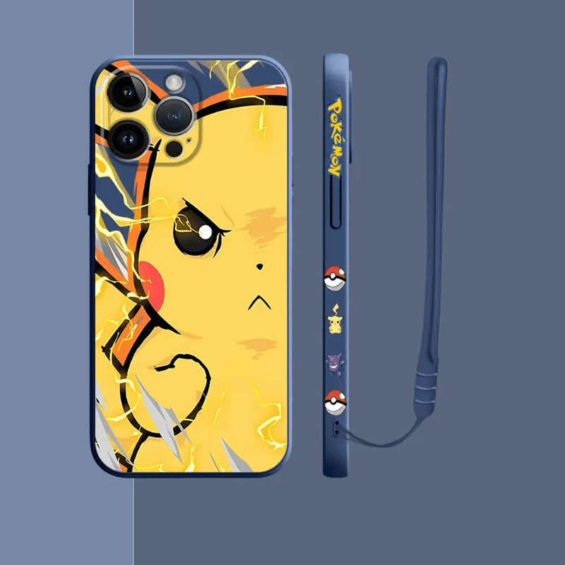 Capinha Iphone Pokémon Pikachu e Gengar - Case de Alta Proteção e Com Cordão de Brinde