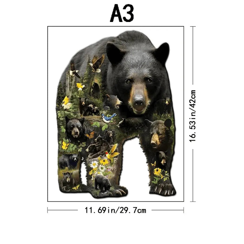 Quebra-Cabeça De Madeira Inova WOOD PUZZLE - Urso do Passado | Diversão Com Diversos Benefícios