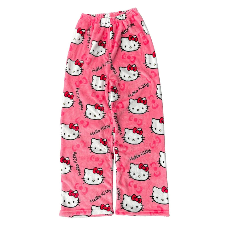 Calça de Pijama Peluciada Pijama Feminino Hello Kitty