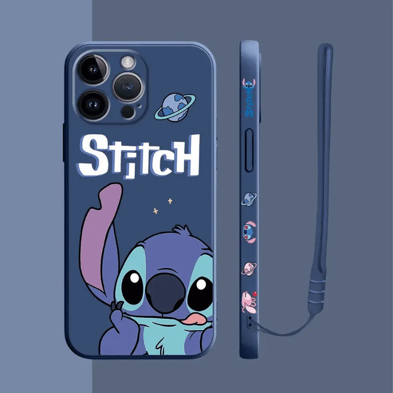 Capinha Iphone Casal Stitch e Angel - Case de Alta Proteção e Com Cordão de Brinde