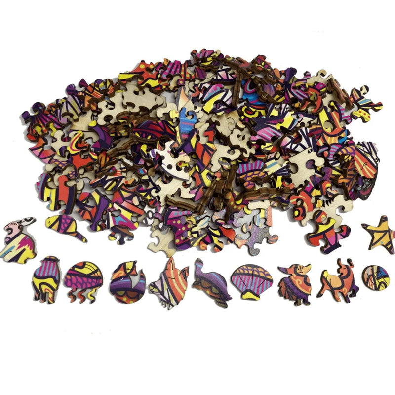 Quebra-Cabeça de Madeira Inova WOOD PUZZLE - Pássaro e Filhotes | Diversão com Diversos Benefícios para Crianças e Idosos