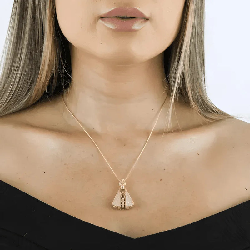 Colar Dupla Face Banhado a Ouro 18k Nossa Senhora [COMPRE 1 LEVE 2 +Brinde]