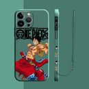 Capinha de Celular para Iphone em Silicone com Cordão One Piece Luffy e Zoro