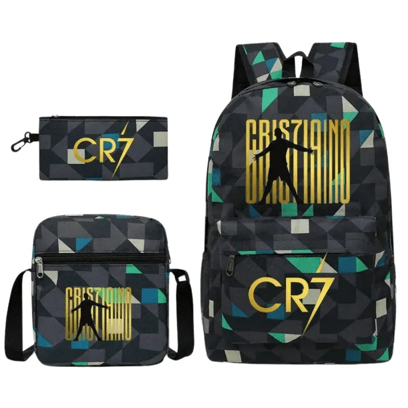Kit Escolar Infantil Bolsa com Estojo e Lancheira do CR7 Champions