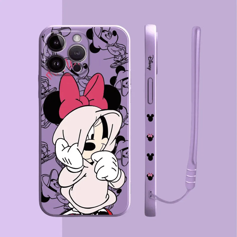 Capinha Iphone Mickey e Minnie de Moletom - Case de Alta Proteção e e Com Cordão de Brinde