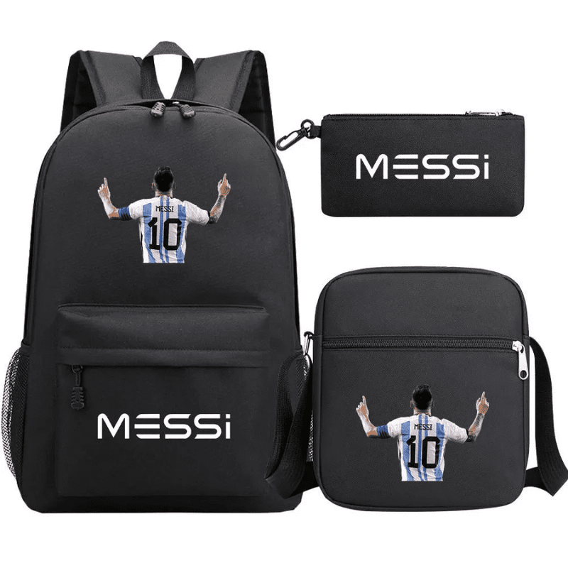 Kit Escolar Infantil Mochila com Lancheira e Estojo Messi