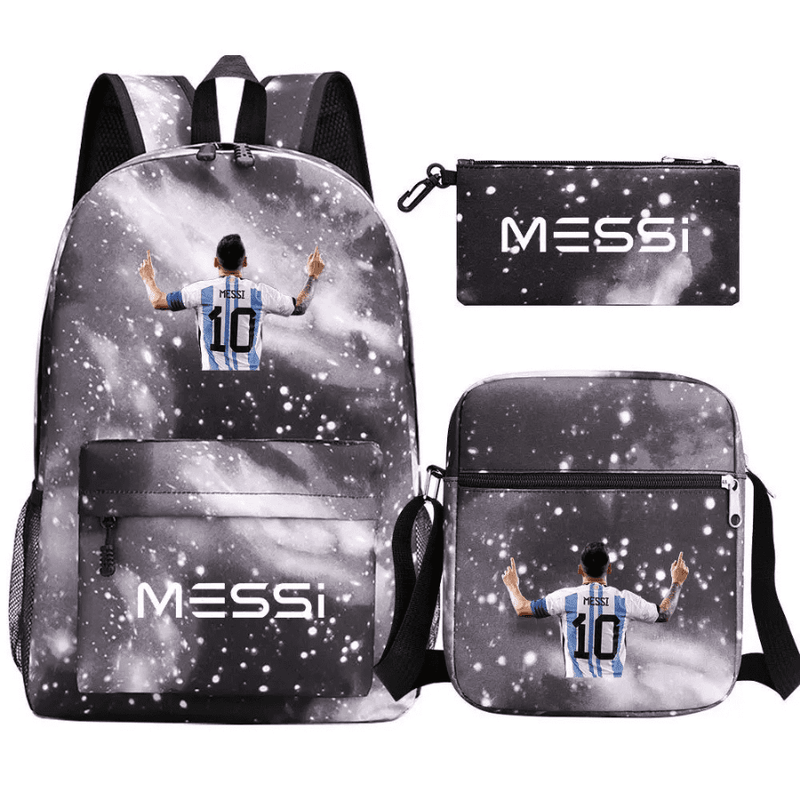 Kit Escolar Infantil Mochila com Lancheira e Estojo Messi