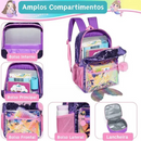 Mochila Infantil para Meninas Super Shine Com Lantejoulas + Estojo e Lancheira de Brinde