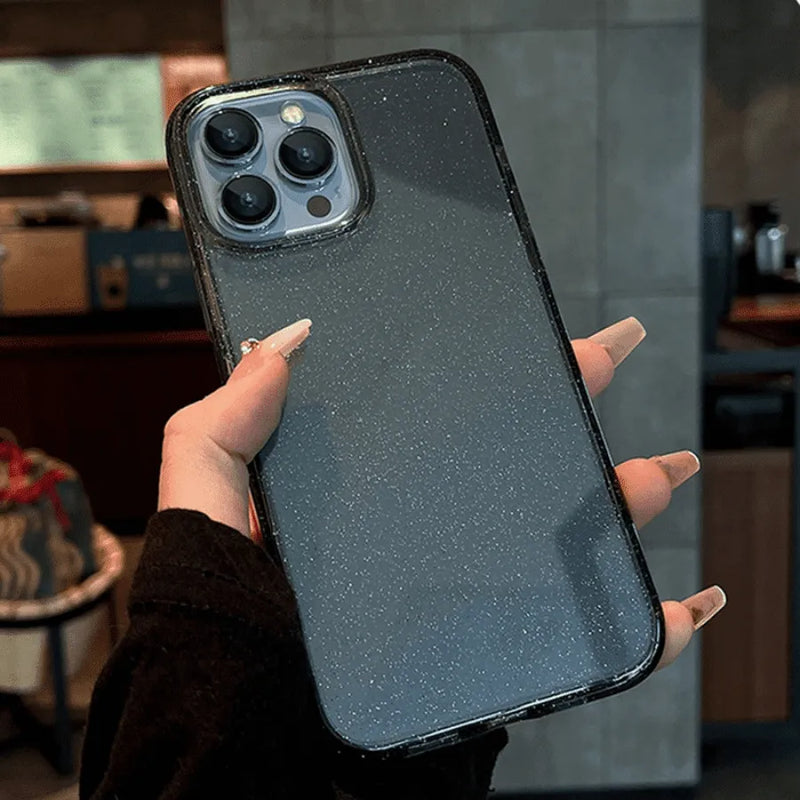 Capinha de Celular Traslúcida Brilhante Anti-Impacto para Iphone Glow Shine Glitter