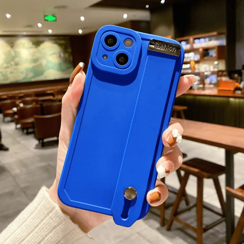 Capinha Iphone de Silicone Com Apoio Anti-Queda e Detalhe Metalizado - Case De Alta Proteção e Resistência