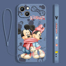 Capinha de Celular para Iphone Alta Proteção com cordão Mickey e Minnie Disney