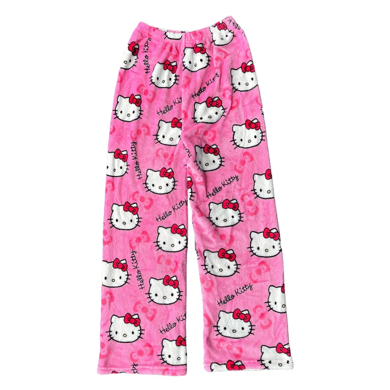 Calça de Pijama Peluciada Pijama Feminino Hello Kitty