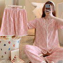 Pijama Feminino CuteVelvet Conjunto 3 Peças Com Calça, Camisa e Shorts Confortáveis em Veludo Cotelê