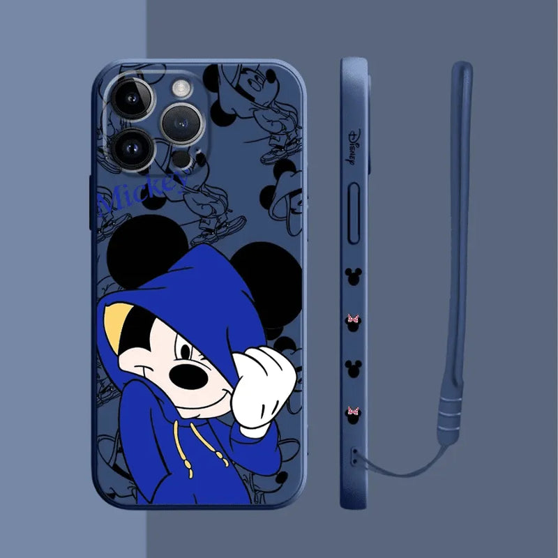 Capinha Iphone Mickey e Minnie de Moletom - Case de Alta Proteção e e Com Cordão de Brinde
