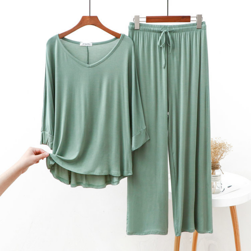 Pijama Feminino Dreamy Gentle - Conjunto Com Calça e Camisa Longa Super Confortável em Algodão | Conforto Absoluto, Leve e Elegante