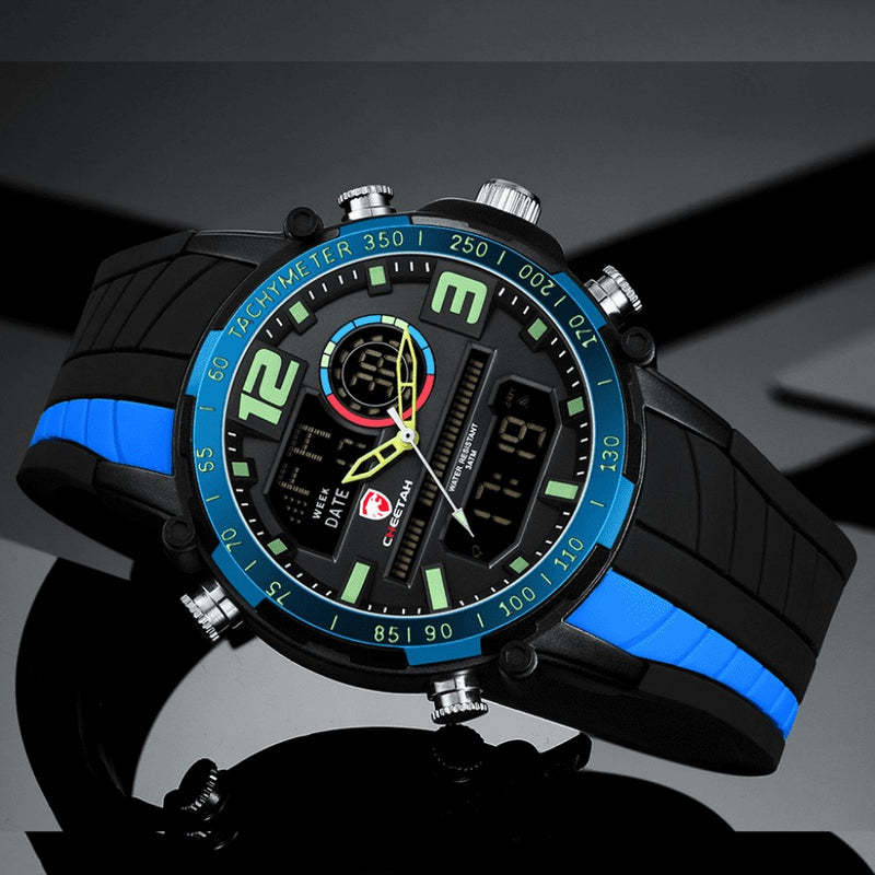 Relógio Masculino CHEETAH DIGITAL - Design Esportivo, Cronógrafo, Mostrador Digital Luminoso, Calendário e à Prova D'água