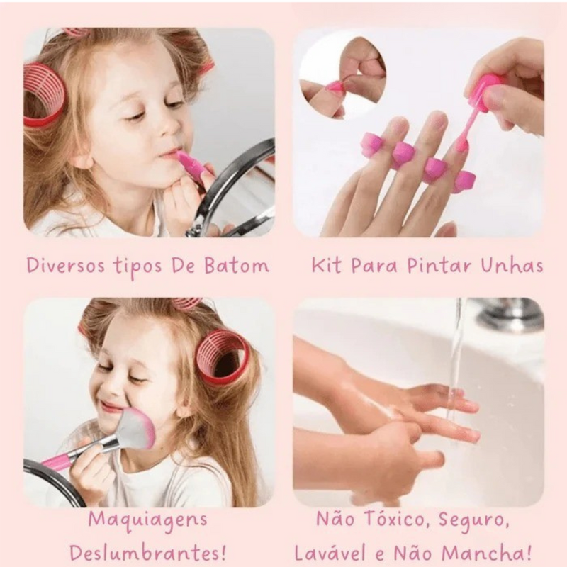 Maleta de Maquiagem para Meninas com 33 Peças Incríveis BELA PRINCESA