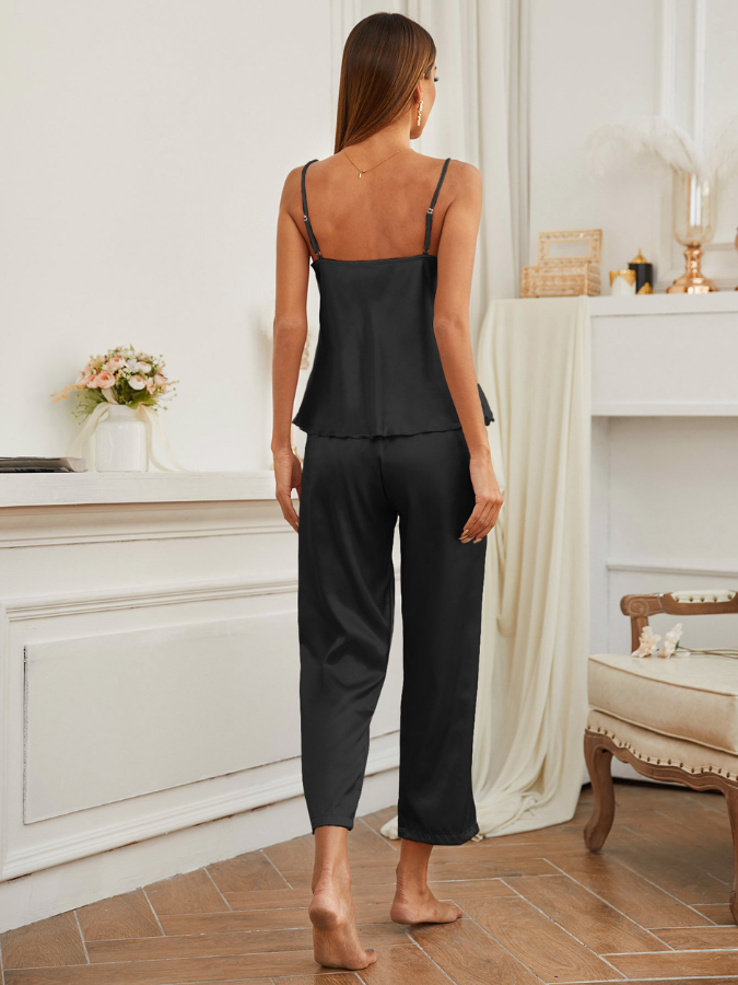 Pijama Feminino Sensualy - Conjunto Calça e Camisa Em Seda Gelo Premium | Toque De Seda Super Confortável