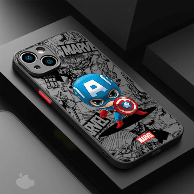 Capinha de Celular para Iphone Marvel Superheroes Cartoon Style