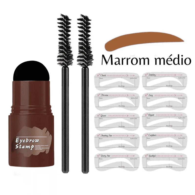 Kit Carimbo, Moldes e Escovinhas para Sobrancelha Eyebrow Shape
