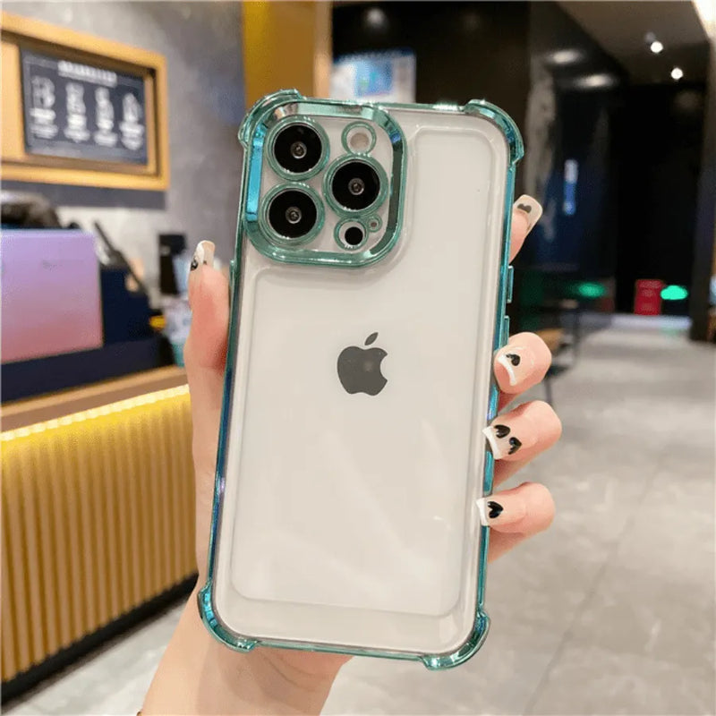 Capinha de Celular para Iphone Translucida Metálica Anti-impacto com Proteção 360º