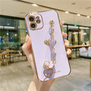 Capinha de Celular para Iphone com Bracelete de Segurança em Corações