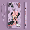 Capinha de Celular para Iphone Alta Proteção com cordão Mickey e Minnie Disney