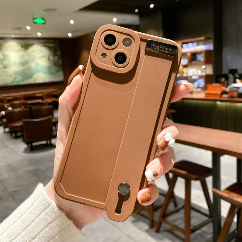 Capinha Iphone de Silicone Com Apoio Anti-Queda e Detalhe Metalizado - Case De Alta Proteção e Resistência