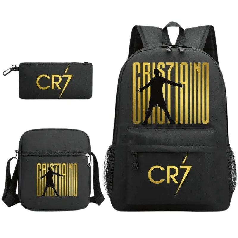 Kit Escolar Infantil Bolsa com Estojo e Lancheira do CR7 Champions