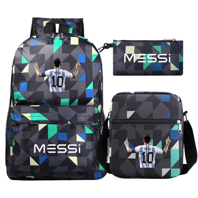 Kit Escolar Infantil Mochila com Lancheira e Estojo Messi