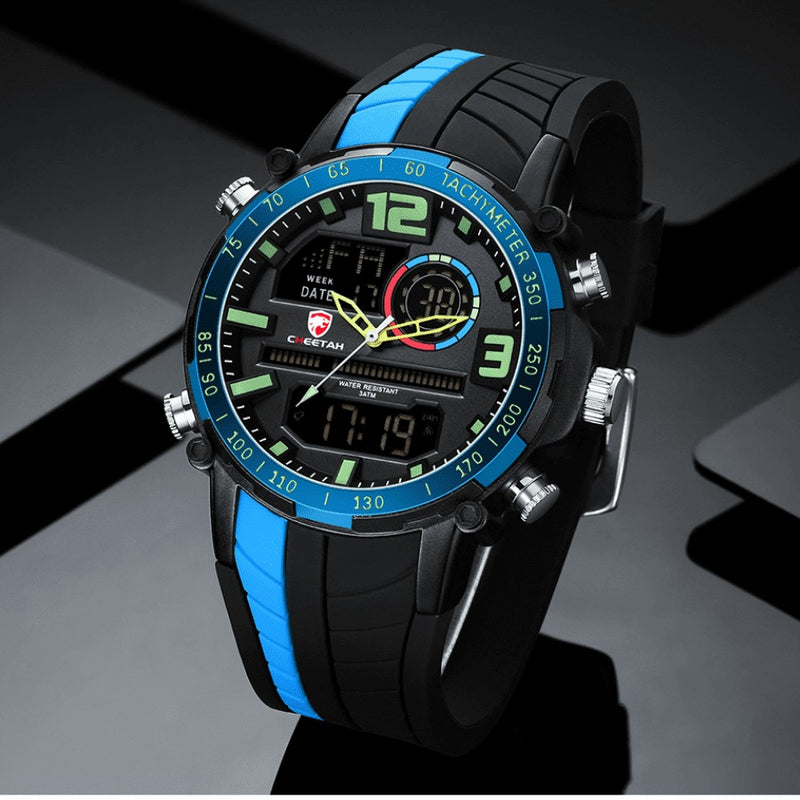 Relógio Masculino CHEETAH DIGITAL - Design Esportivo, Cronógrafo, Mostrador Digital Luminoso, Calendário e à Prova D'água