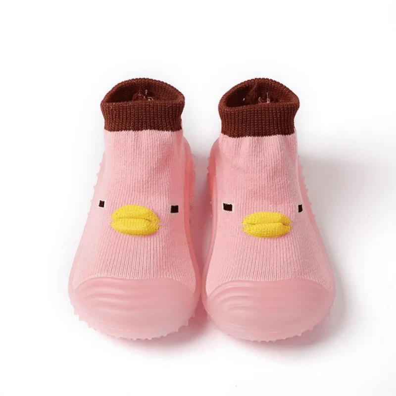 Sapatinho Meia para Bebês em Algodão Antiderrapante Patinho Na Lagoa
