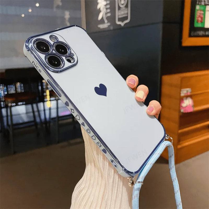 Capinha de Celular para Iphone com Cordão Love Necklace