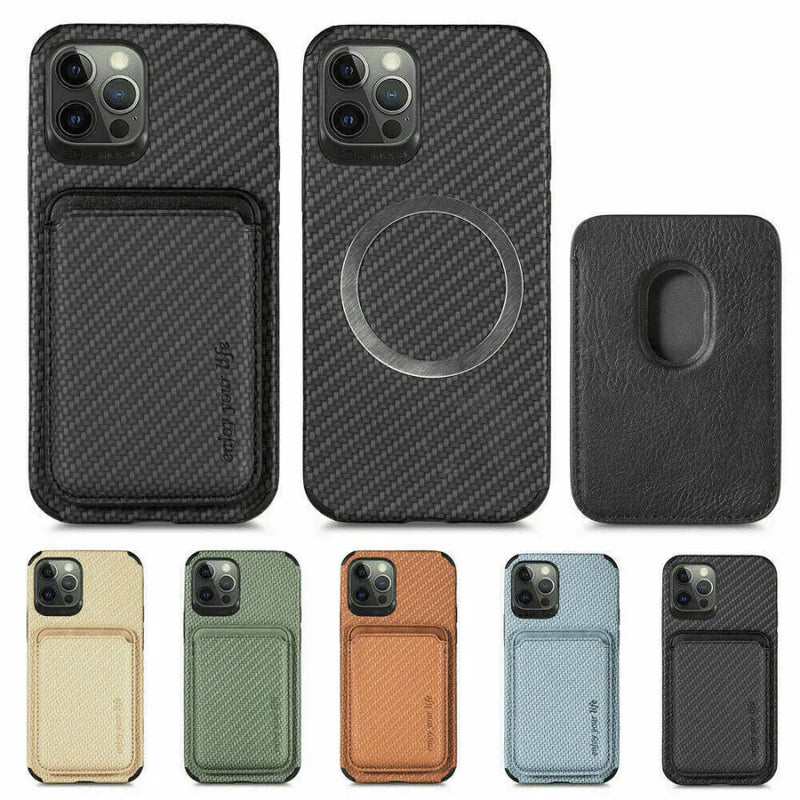 Capinha de Celular para Iphone com Porta Cartões Exclusivo em Couro MagSafe