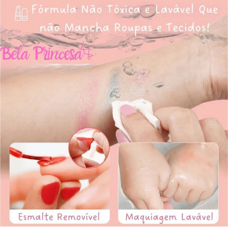 Maleta de Maquiagem para Meninas com 33 Peças Incríveis BELA PRINCESA