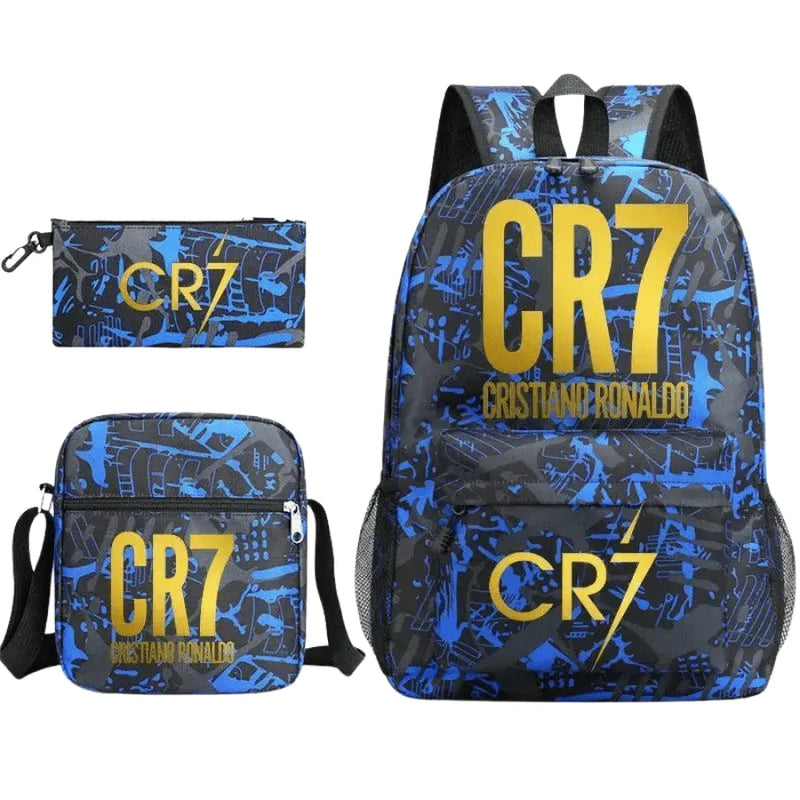 Kit Escolar Infantil Bolsa com Estojo e Lancheira do CR7 Champions