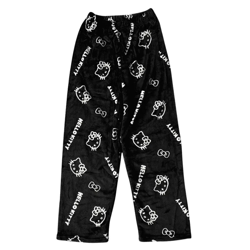 Calça de Pijama Peluciada Pijama Feminino Hello Kitty