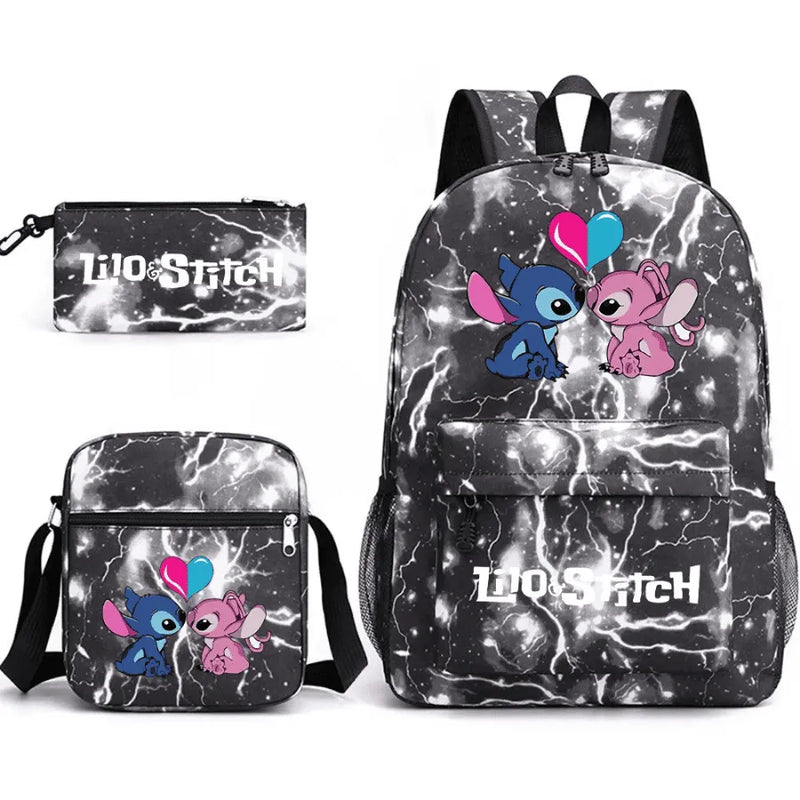 Kit Escolar Infantil Mochila + Lancheira e Estojo Lilo Stitch Lovers