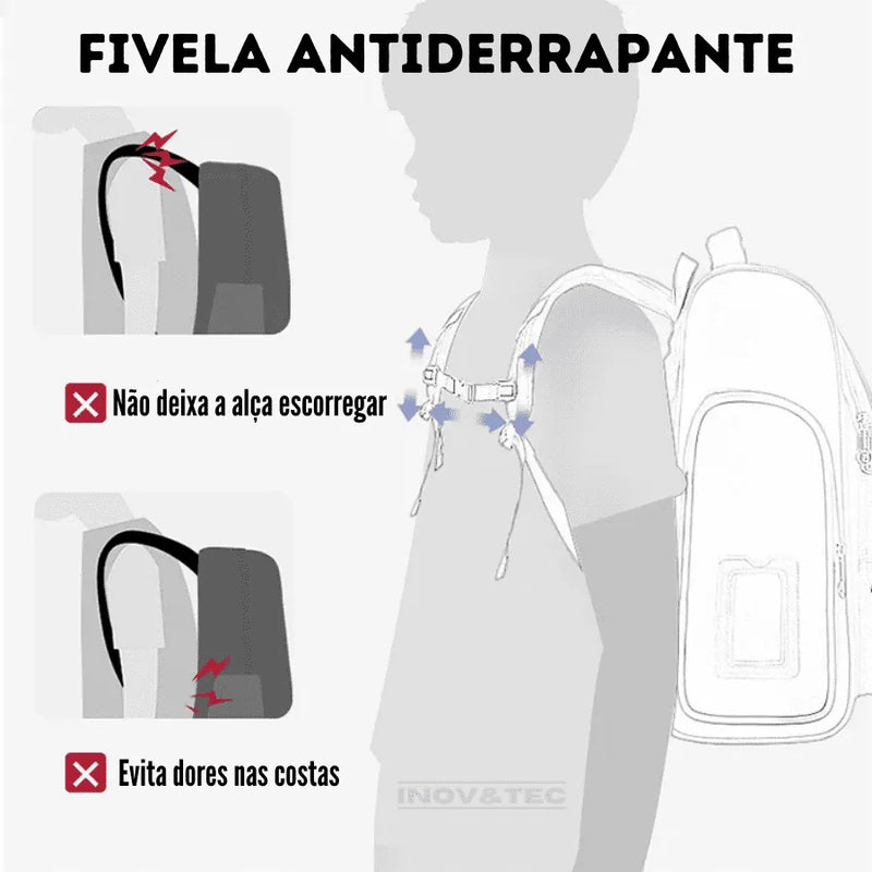 Mochila Infantil Premium Impermeável Unisex - Aventura Espacial Na Escola + Brinde