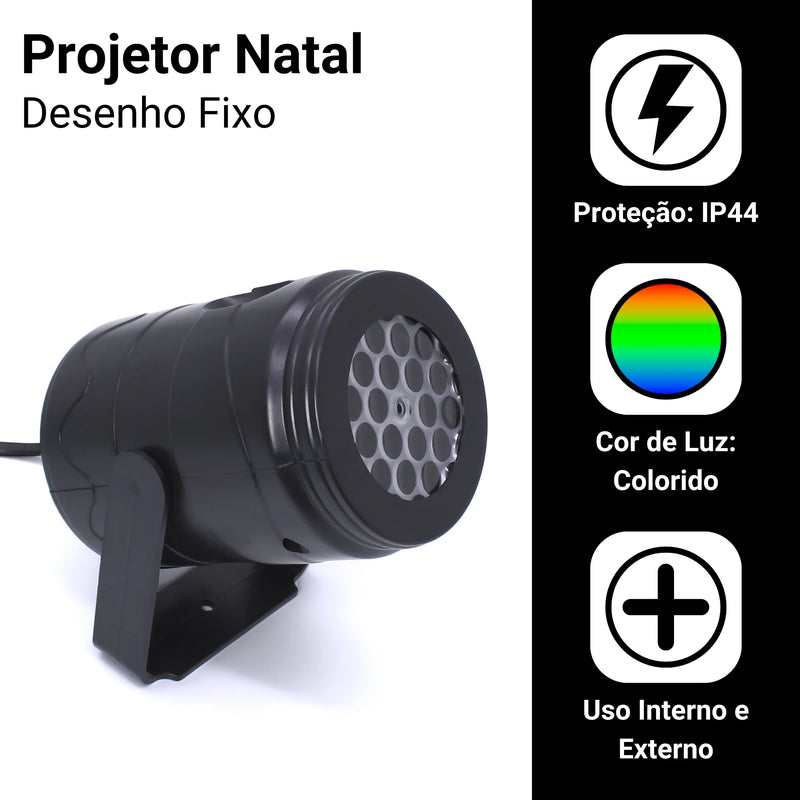 Projetor RGB de Natal Desenhos Natalinos Rotativos