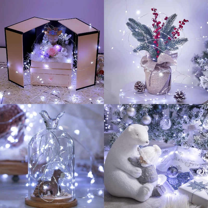 Kit 10 Cordas 2m com 20 Luzes LED de Fadas a Pilhas para Decoração