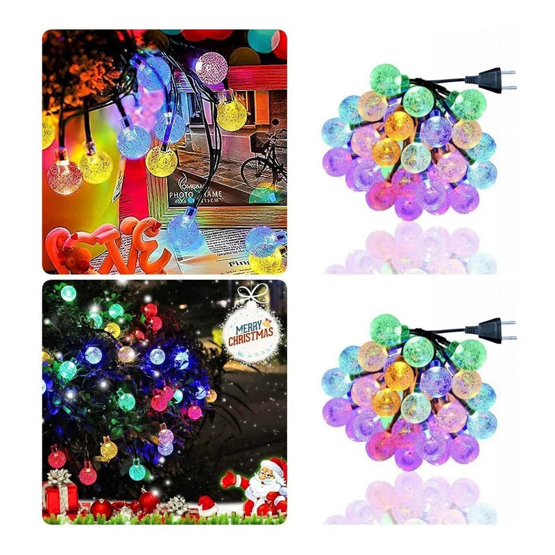 Guirlanda de Luzes LED 10m com 40 Bolas de Cristal Festiva