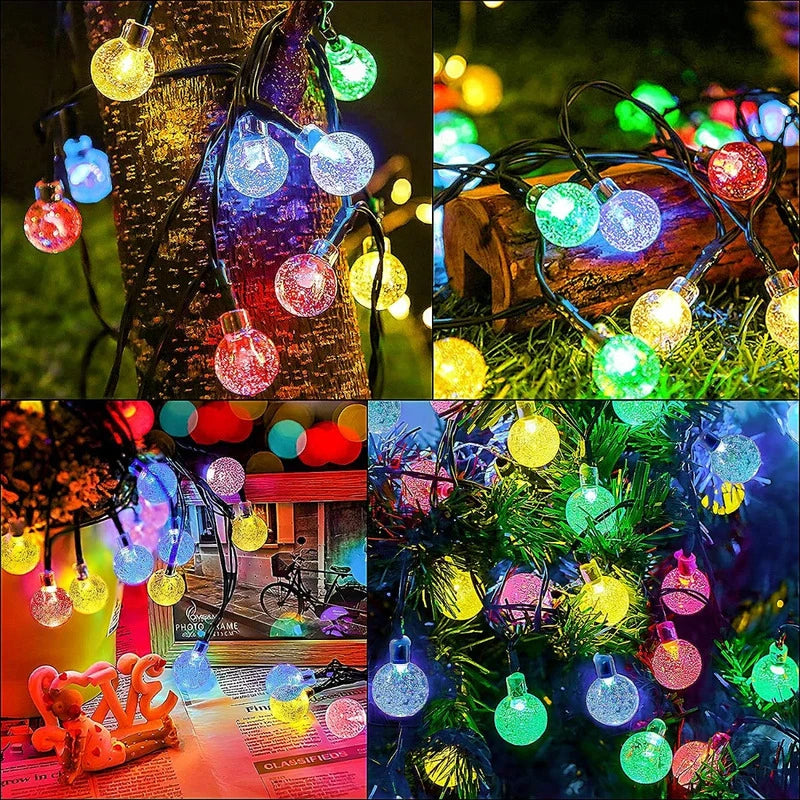 Guirlanda de Luzes LED 10m com 40 Bolas de Cristal Festiva